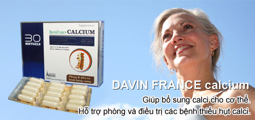 Bổ sung caxi, vitamin d3 - Davin France Calcium - Dược phẩm pháp